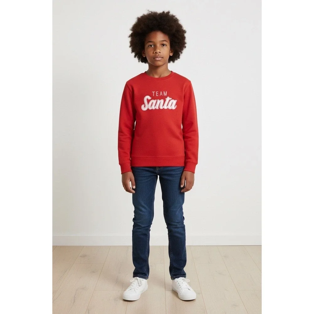 Carters Kids Red Team Santa Long Sleeve Fleece Pullover Sweatshirt, Size 4T, NWT
